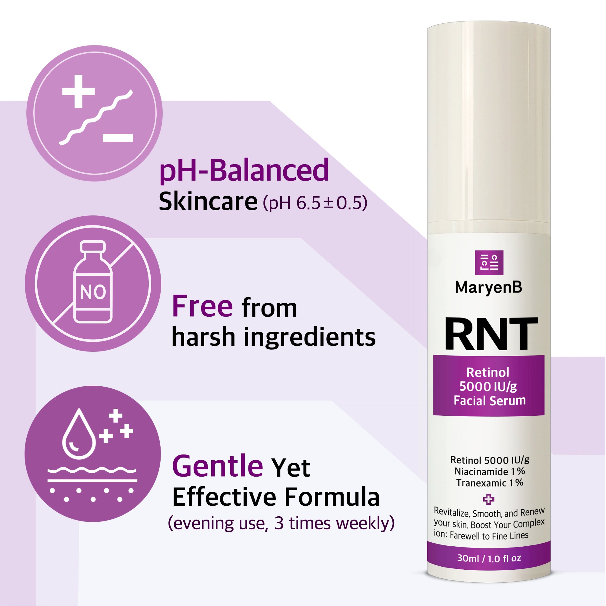 MaryenB RNT Retinol 5000IU Night Serum 1 Fl Oz - Anti-Aging Treatment